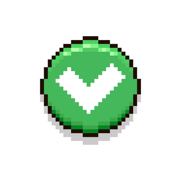 Színes Egyszerű Lapos Pixel Művészet Illusztrációja Kerek Zöld Elfogadja Jelölőfelület — Stock Vector