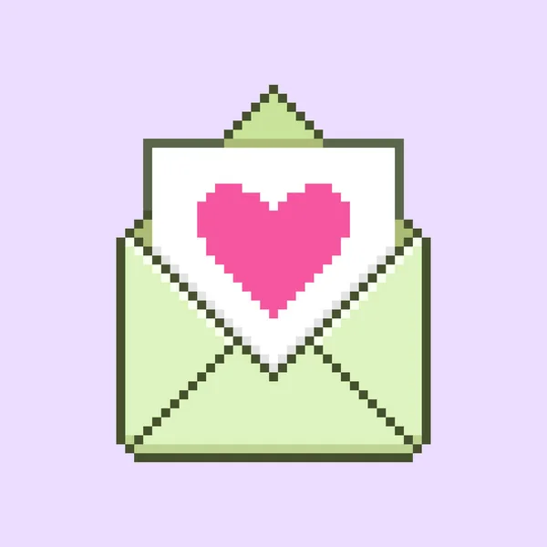 Mavi Bir Kalp Aşk Mektubu Olan Dikdörtgen Açık Kağıt Zarfın — Stok Vektör