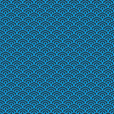 Renkli basit vektör pikseli sanat turkuazı ve Japon stili minimalist geometrik pullu altıgen desenli siyah dikişli.