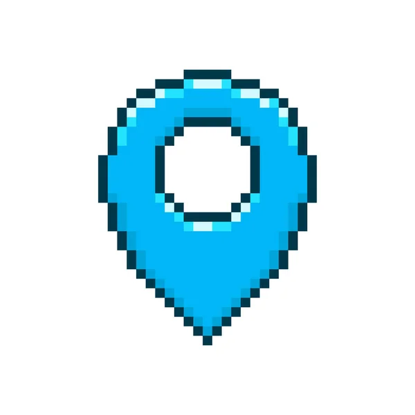 Színes Egyszerű Vektor Lapos Pixel Művészet Illusztrációja Kék Térkép Pin — Stock Vector