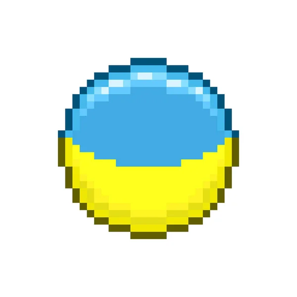 Красочная Простая Векторная Плоская Пиксельная Иллюстрация Круглой Иконки Украинского Флага — стоковый вектор