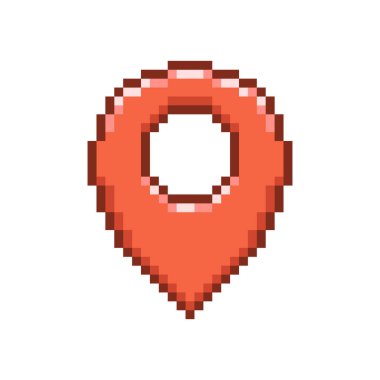 Kırmızı harita iğnesinin renkli basit vektör düz pikseli çizimi