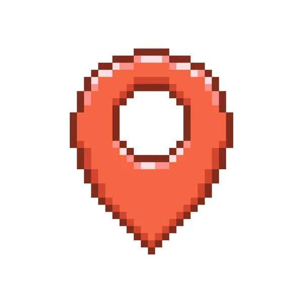 Színes Egyszerű Vektor Lapos Pixel Művészet Illusztrációja Piros Térkép Pin — Stock Vector