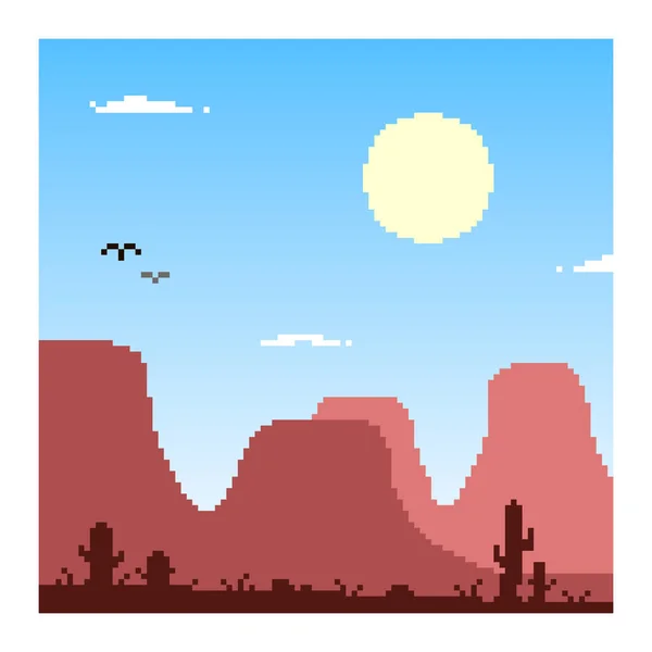 Colorido Simple Vector Plano Pixel Arte Ilustración Arizona Utah Desierto — Vector de stock
