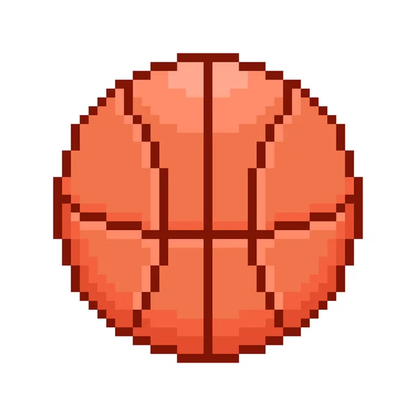 Colorful Simple Vector Flat Pixel Art Illustration Red Basketball Ball — 스톡 벡터