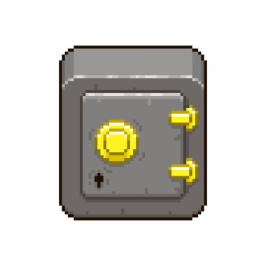 Değerli eşyalar için çizgi film kasasının renkli basit vektör düz pikseli çizimi