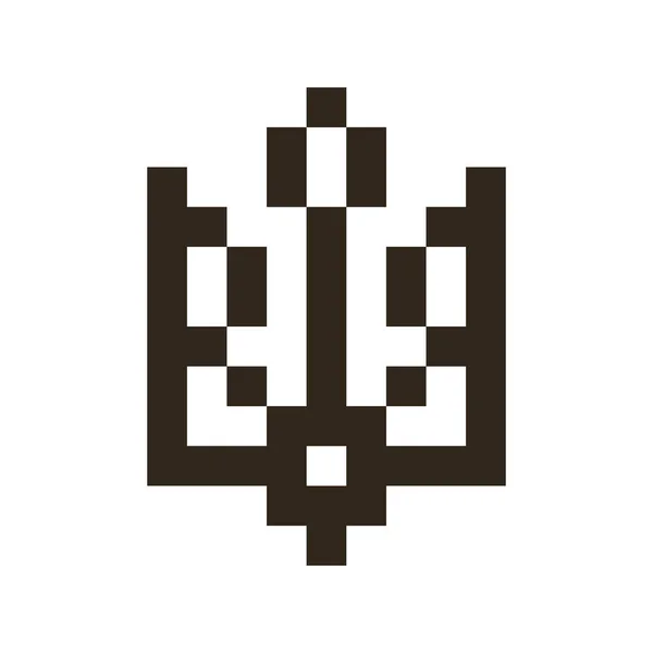 Tek renkli basit vektör düz pikselli resim simgesi Ukrayna 'nın minimalist arması