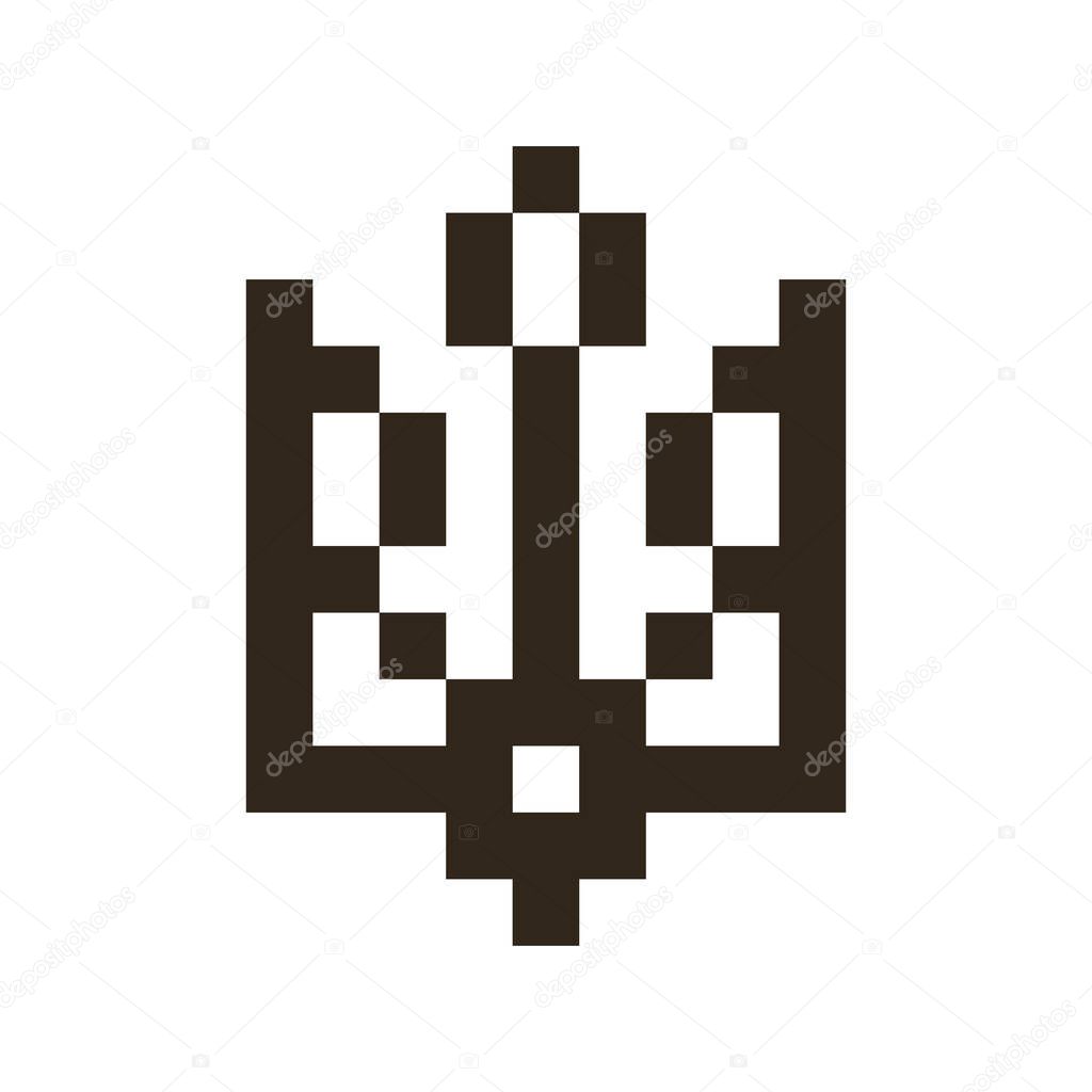 monochrome simple vector flat pixel art icon of minimalistic coat of arms of Ukraine