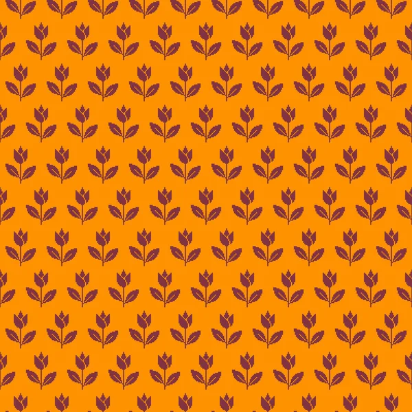 Colorful Simple Vector Pixel Art Carrot Orange Catawba Seamless Pattern — Vetor de Stock