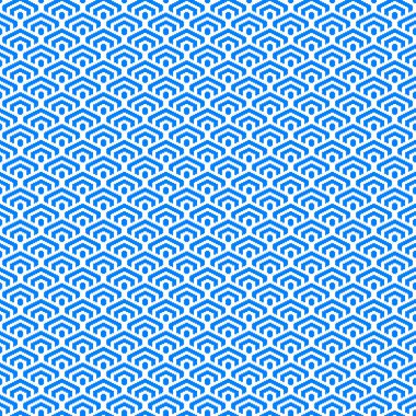 Renkli basit vektör pikseli sanat gök mavisi ve Japon tarzında minimalist geometrik pullu altıgen deseni.