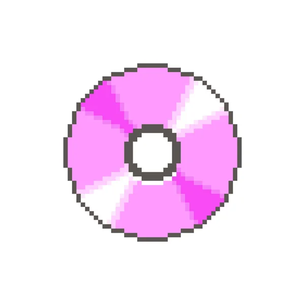 Барвистий Простий Вектор Плоский Піксель Мистецтва Значок Круглий Рожевий Блискучий — стоковий вектор