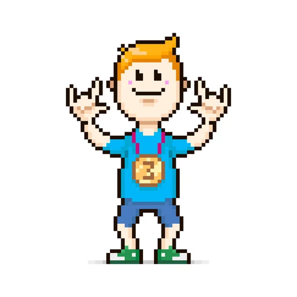 Colorido Simples Vetor Plano Pixel Arte Ilustração Personagem Desenho Animado —  Vetores de Stock