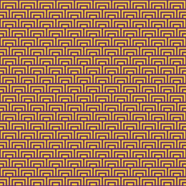 Renkli basit vektör düz sanat altın sarısı ve imparatorluk mor renkleri. Japon tarzında minimalist geometrik soyut tuğla duvar pullu kare desenli.