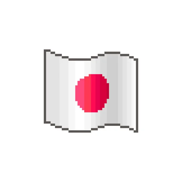 Красочный Простой Векторный Плоский Пиксель Иллюстрация Размахивания Флагом Японии Земля — стоковый вектор