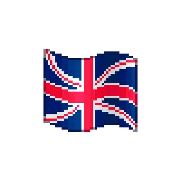 Färgglada Enkla Vektor Platt Pixel Konst Illustration Flödande Flagga Storbritannien — Stock vektor