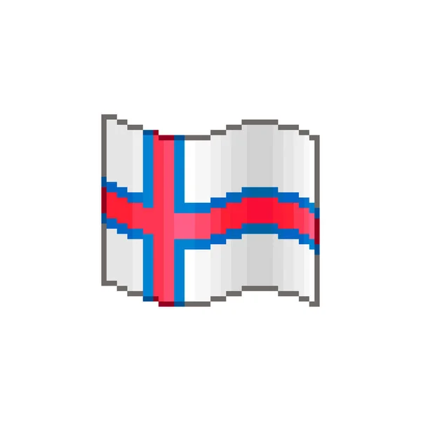 Colorful Simple Vector Flat Pixel Art Illustration Flowing Flag Faroe — 스톡 벡터