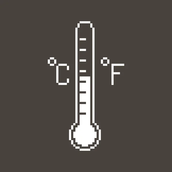 Monochrome Simple Vector Flat Pixel Art Sign Thermometer Scale Celsius — Vettoriale Stock