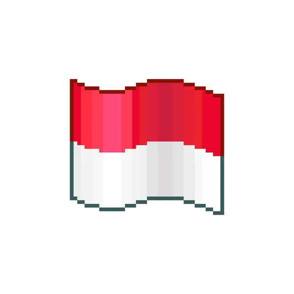 Colorful Simple Vector Flat Pixel Art Illustration Flowing Flag Monaco — Stok Vektör