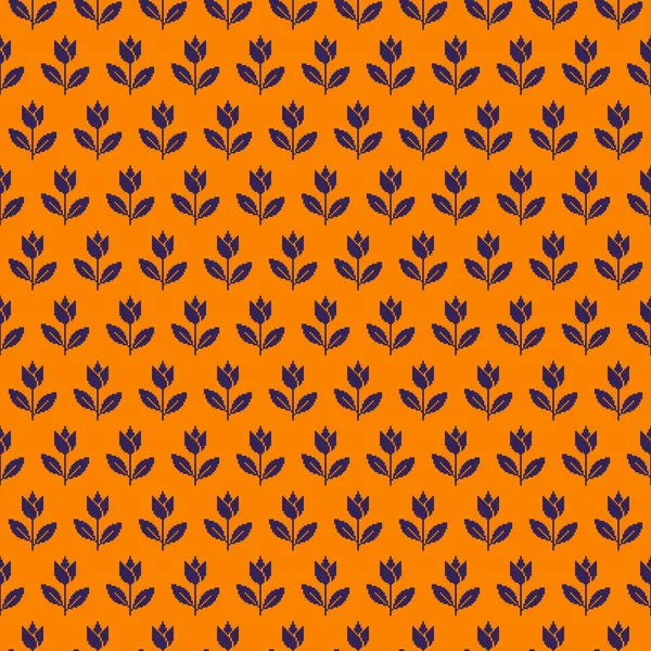 Colorful Simple Vector Pixel Art Seamless Pattern Minimalistic Carrot Orange — Vetor de Stock