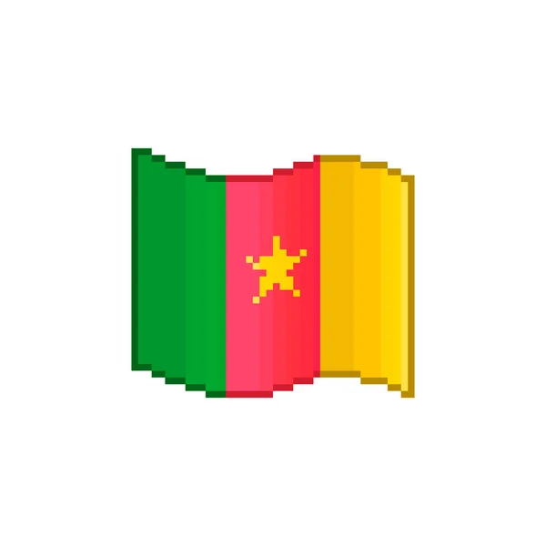 Barevný Jednoduchý Vektor Plochý Pixel Umění Ilustrace Tekoucí Vlajky Kamerunu — Stockový vektor