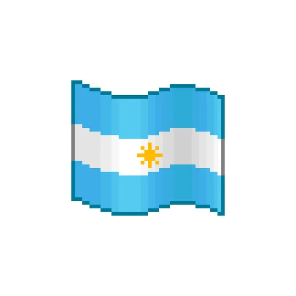 Colorful Simple Vector Flat Pixel Art Illustration Flowing Flag Argentina — Stock Vector