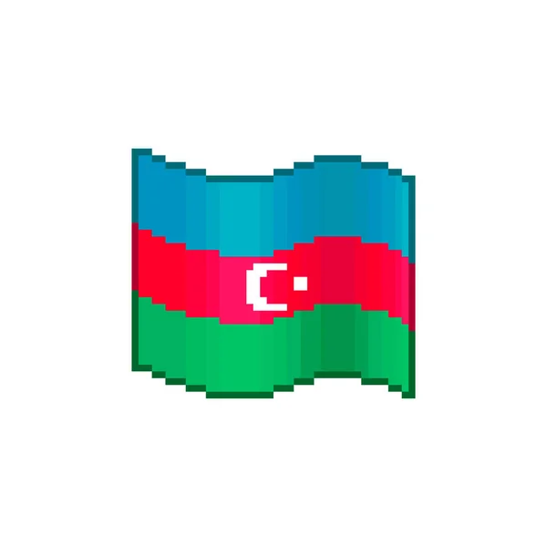 Colorido Simples Vetor Plano Pixel Arte Ilustração Fluir Bandeira Azerbaijão —  Vetores de Stock