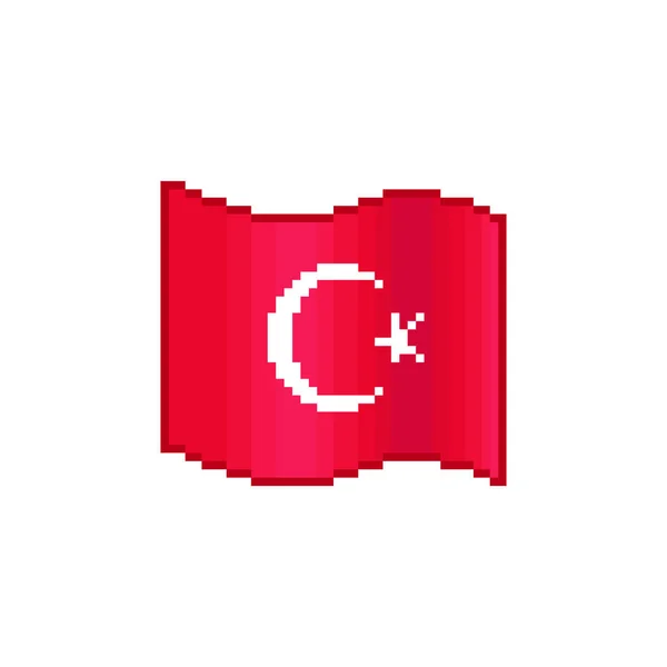 Barevný Jednoduchý Vektor Plochý Pixel Umění Ilustrace Tekoucí Vlajky Turecka — Stockový vektor