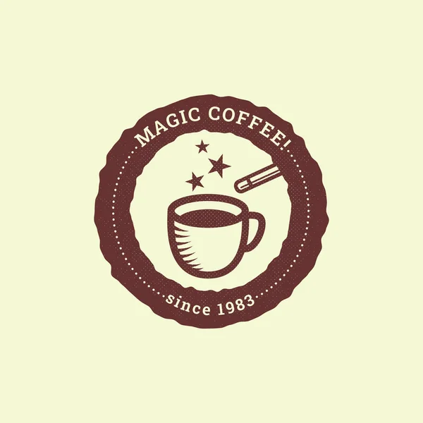 Simple Flat Art Vintage Vector Logo Cup Coffee Magic Wand — Stockvektor