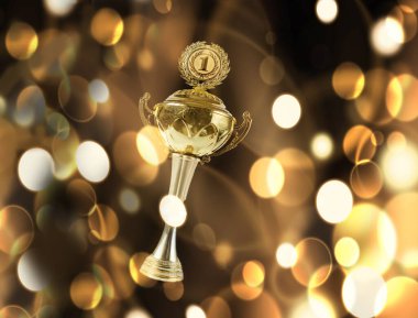 Birincilik - Işıl ışıl altın ve siyah arka planda altın kupa