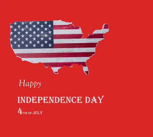 Postcard Holiday Usa Independence Day American Flag Form Usa Map — Fotografia de Stock