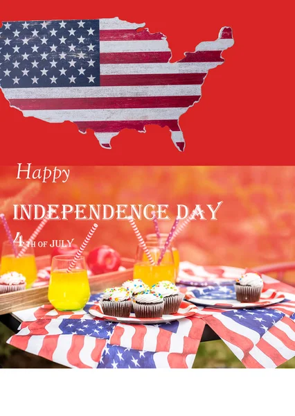 Postcard Holiday Usa Independence Day Drinks Sweets Symbols United States — Fotografia de Stock