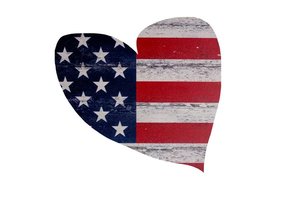 Amerikai Zászló Alakú Szív Fehér Háttér — Stock Fotó
