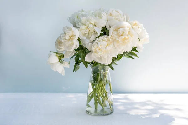 Bouquet Whites Peonies Light Background — Stock Photo, Image