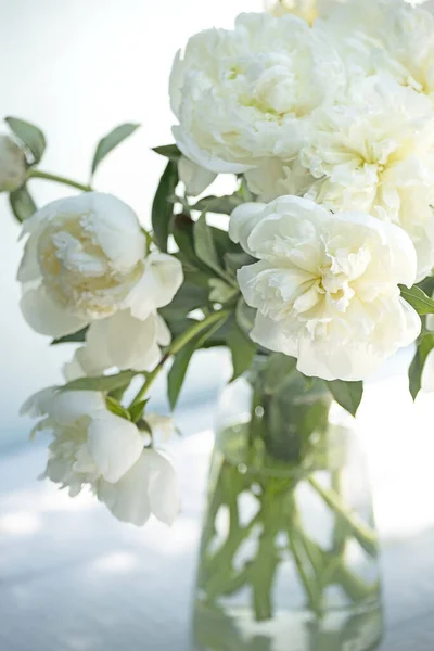 Bouquet Whites Peonies Light Background Selective Focus — Foto de Stock