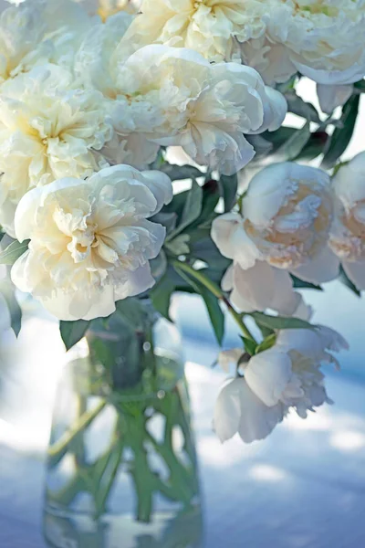 Bouquet Whites Peonies Light Background Selective Focus — 스톡 사진