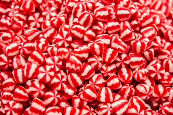 Bright red and white gummies, top view. — Stock Photo, Image