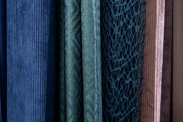 Primer plano, fondo, tejidos de textura en tonos azules. — Foto de Stock