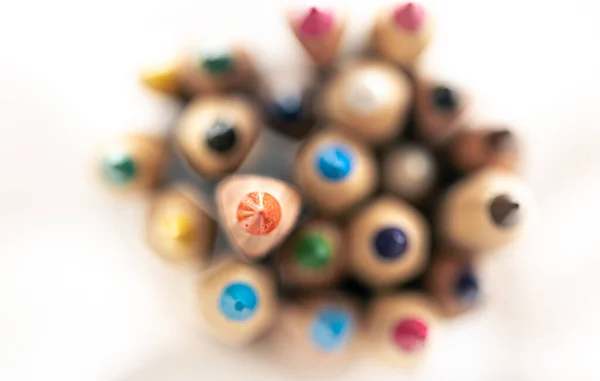 Close-up, multi-colored wooden pencils for drawing isolated. — Stock Photo, Image