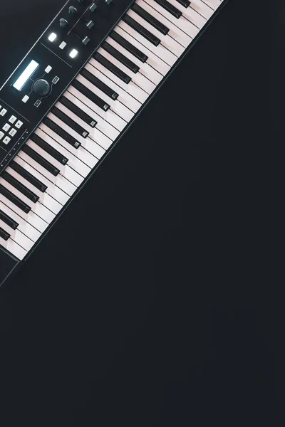 Musical Background Musical Keys Black Flat Lay Copy Space — Stock Photo, Image