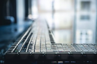 Close-up, part of the pool, texture and decor, copy space.