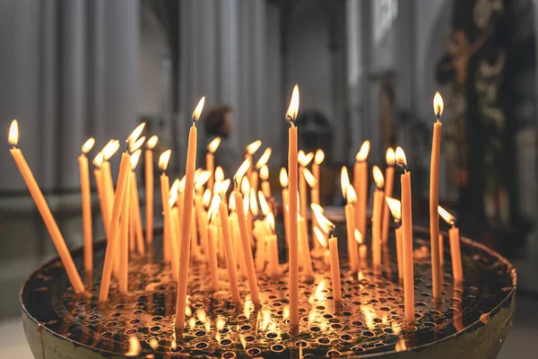 Close Candles Temple Blurred Background Concept Religion Faith —  Fotos de Stock