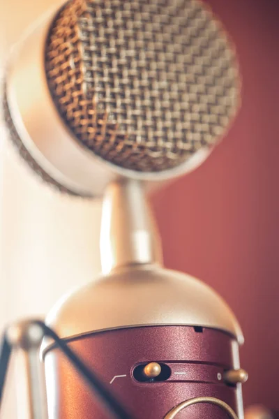 Professional Microphone Sound Recording Macro Photography Musical Creativity Concept — Stock Photo, Image