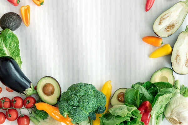 Variety Fresh Vegetables White Background Flat Lay — ストック写真