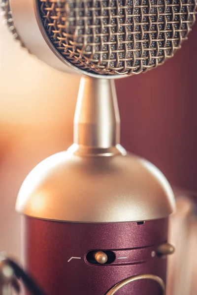 Professional Microphone Sound Recording Macro Photography Musical Creativity Concept — Stock Photo, Image