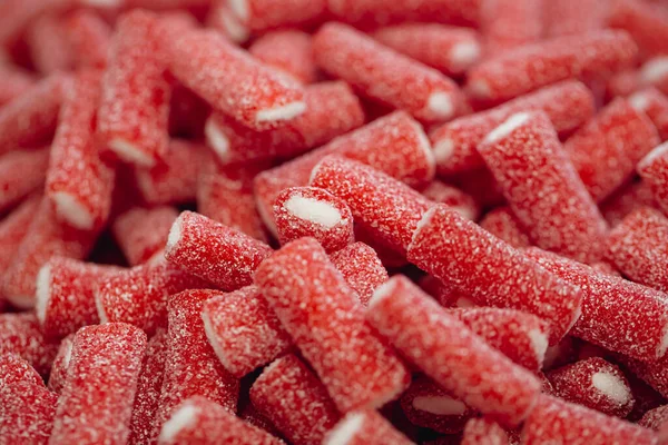 Rote Gummibärchen Bonbons Zucker Hintergrund Nahaufnahme — Stockfoto