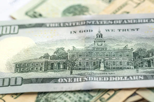 Cento Dollari Americani Vicino Carta Moneta Contanti Concetto Finanza — Foto Stock
