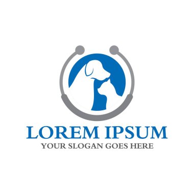 Hayvan bakım logosu, veteriner logosu.