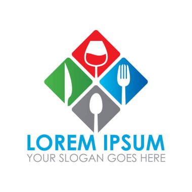 Restoran vektörü, yiyecek ve içecek logosu