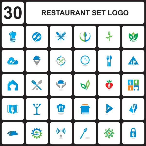 Conjunto Restaurante Vetor Logotipo Comida —  Vetores de Stock