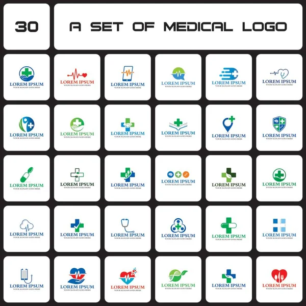 Set Medical Logo Set Pharmacy Logo — Vetor de Stock